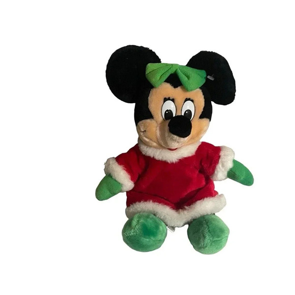 Vintage Disney World Parks Minnie Mouse Christmas Outfit Plush Stuffed Animal - Picture 1 of 14